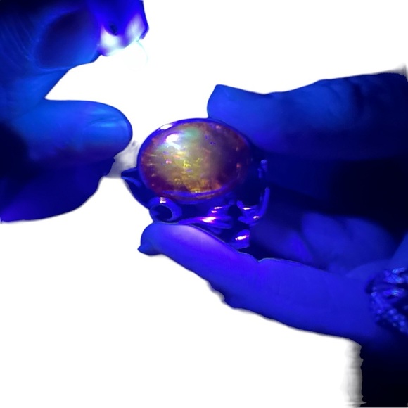 Vtg Signed M 925 Sterling Silver Natural Amber Cabochon Floral Brooch Pin 2” 13g - Picture 5 of 16